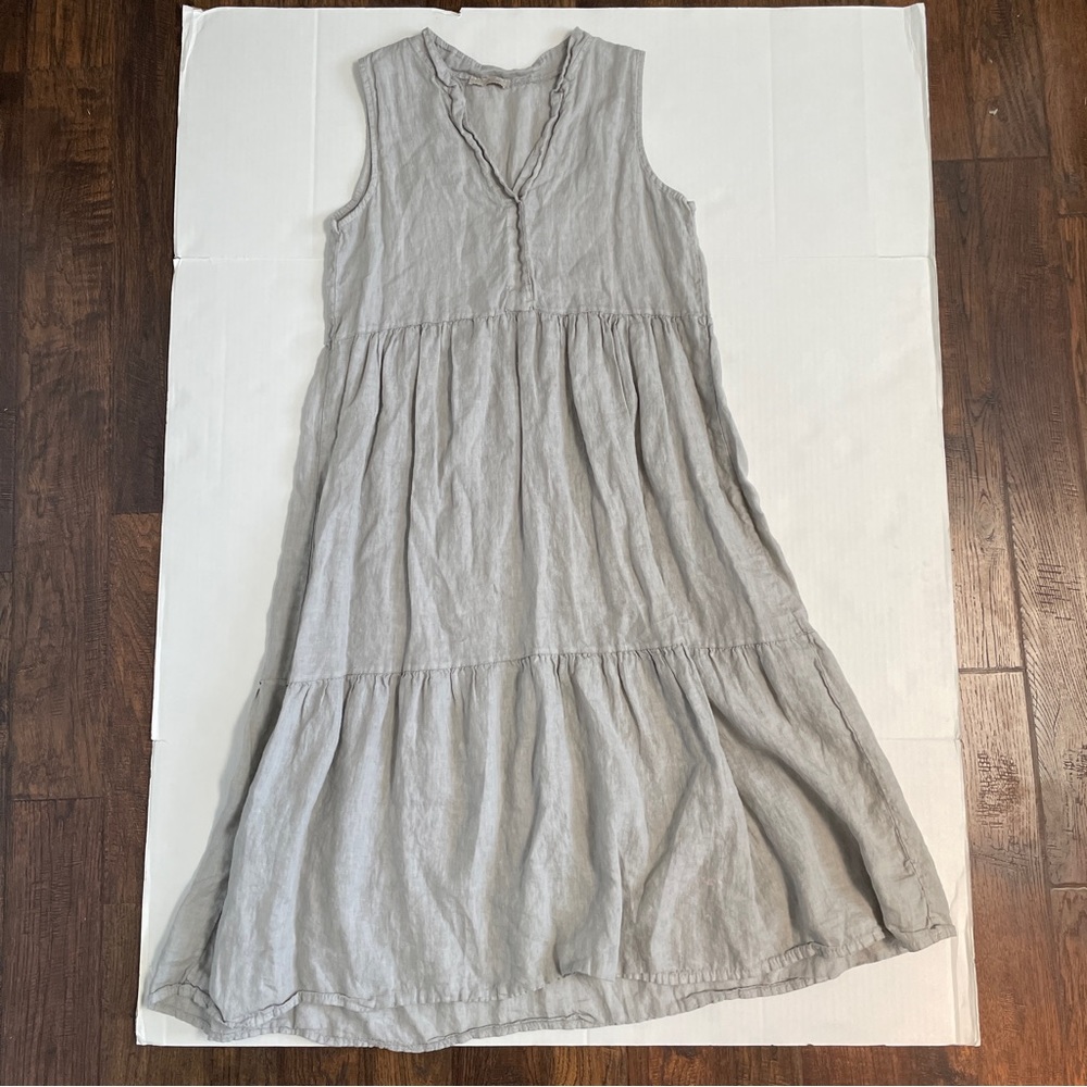 Bellambra Ruffle Dress Gray size S sleeveless tiered linen